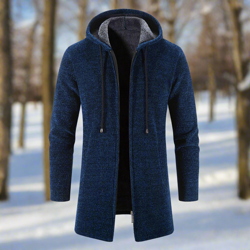 Men's Hoodie - Knitted Fabric - Zipper - Soft Lining - Adjustable Hood