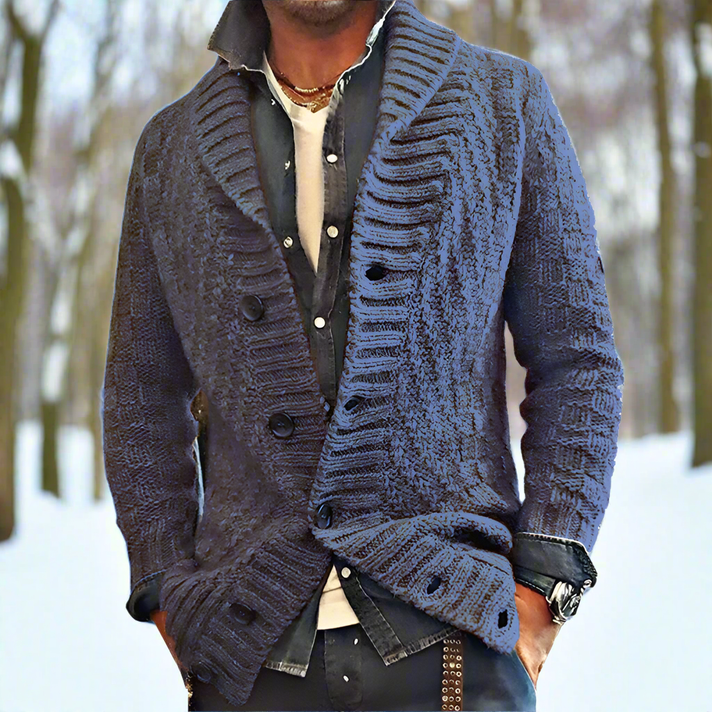 Men's Cardigan - Shawl Collar - Button Closure - Soft Knit - Relaxed Fit