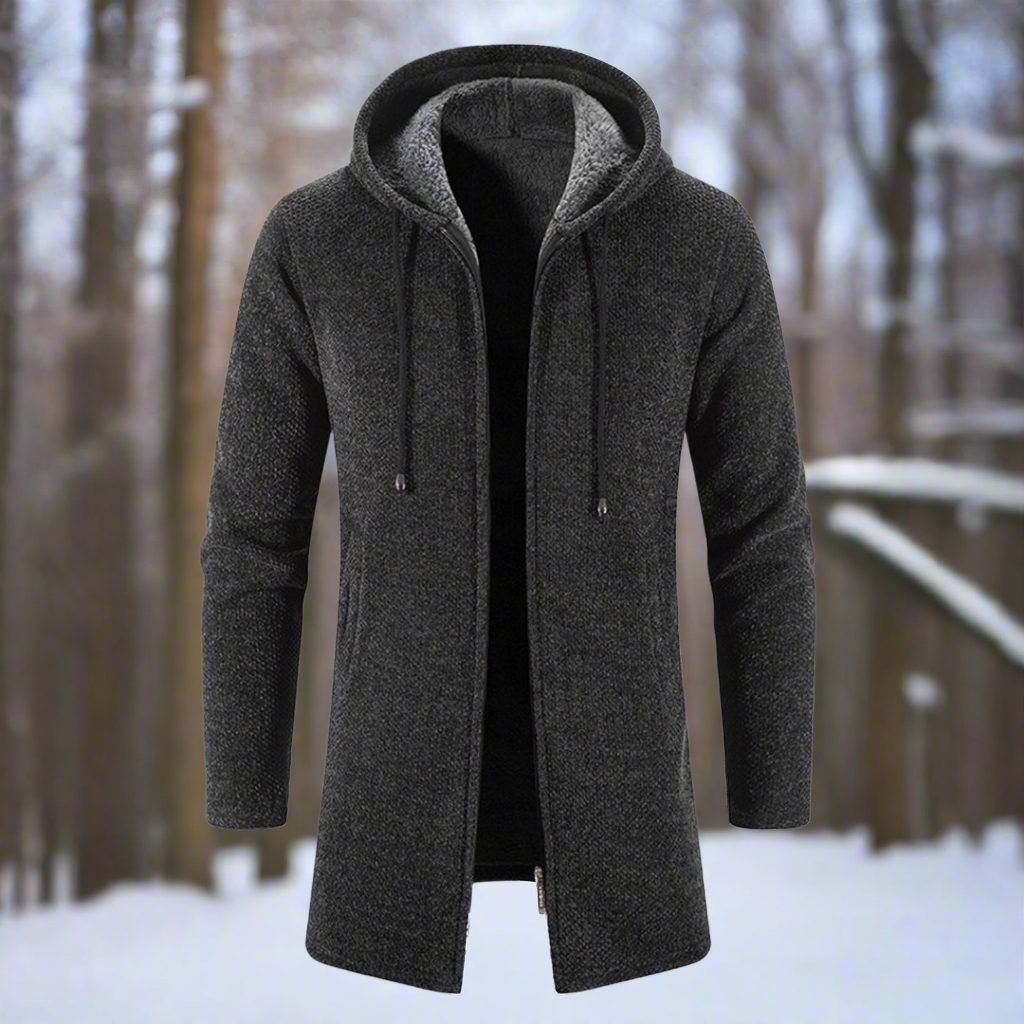 Men's Hoodie - Knitted Fabric - Zipper - Soft Lining - Adjustable Hood