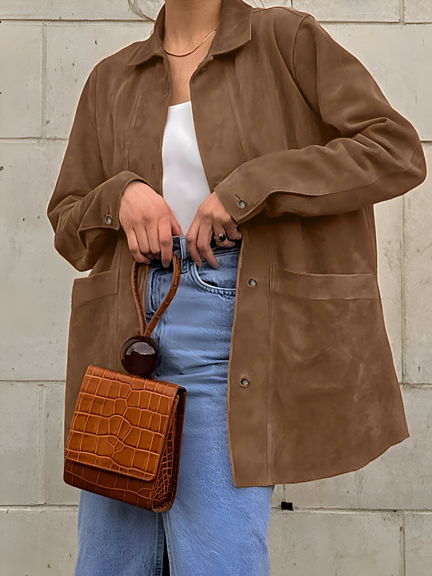 Women's Jacket – Oversized Fit – Luxurious Fabric – Button Front – Dropped Shoulders