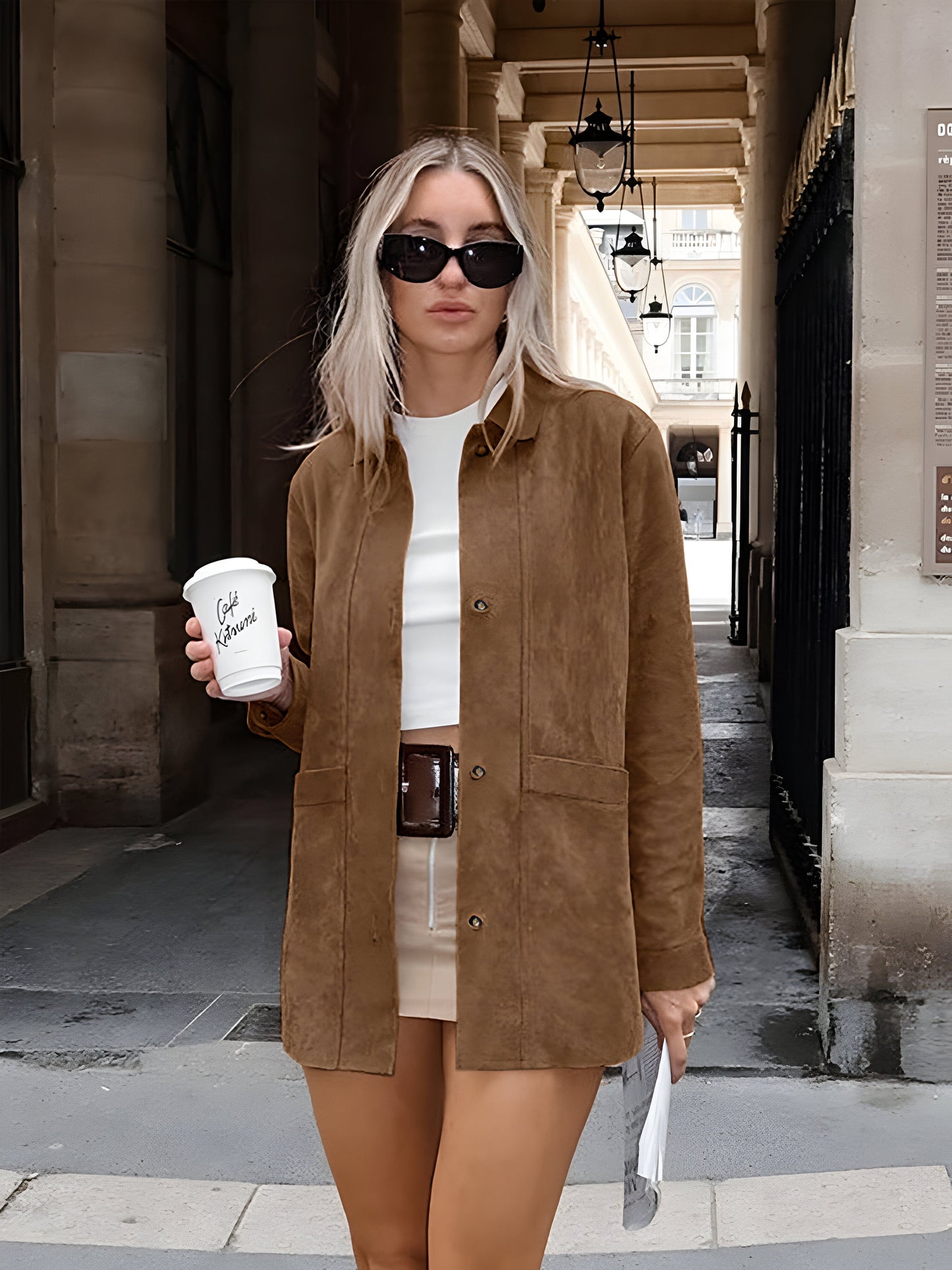 Women's Jacket – Oversized Fit – Luxurious Fabric – Button Front – Dropped Shoulders
