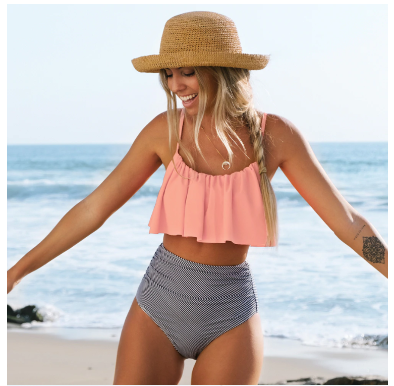 Swimwear for Women – Two-Piece Bikini – Ruffle Details – High Waist – Flattering Fit