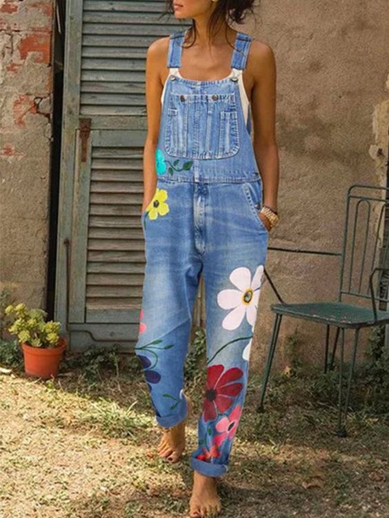 Women's Jumpsuit – Relaxed Fit – Sleeveless Overalls – Natural Fibers