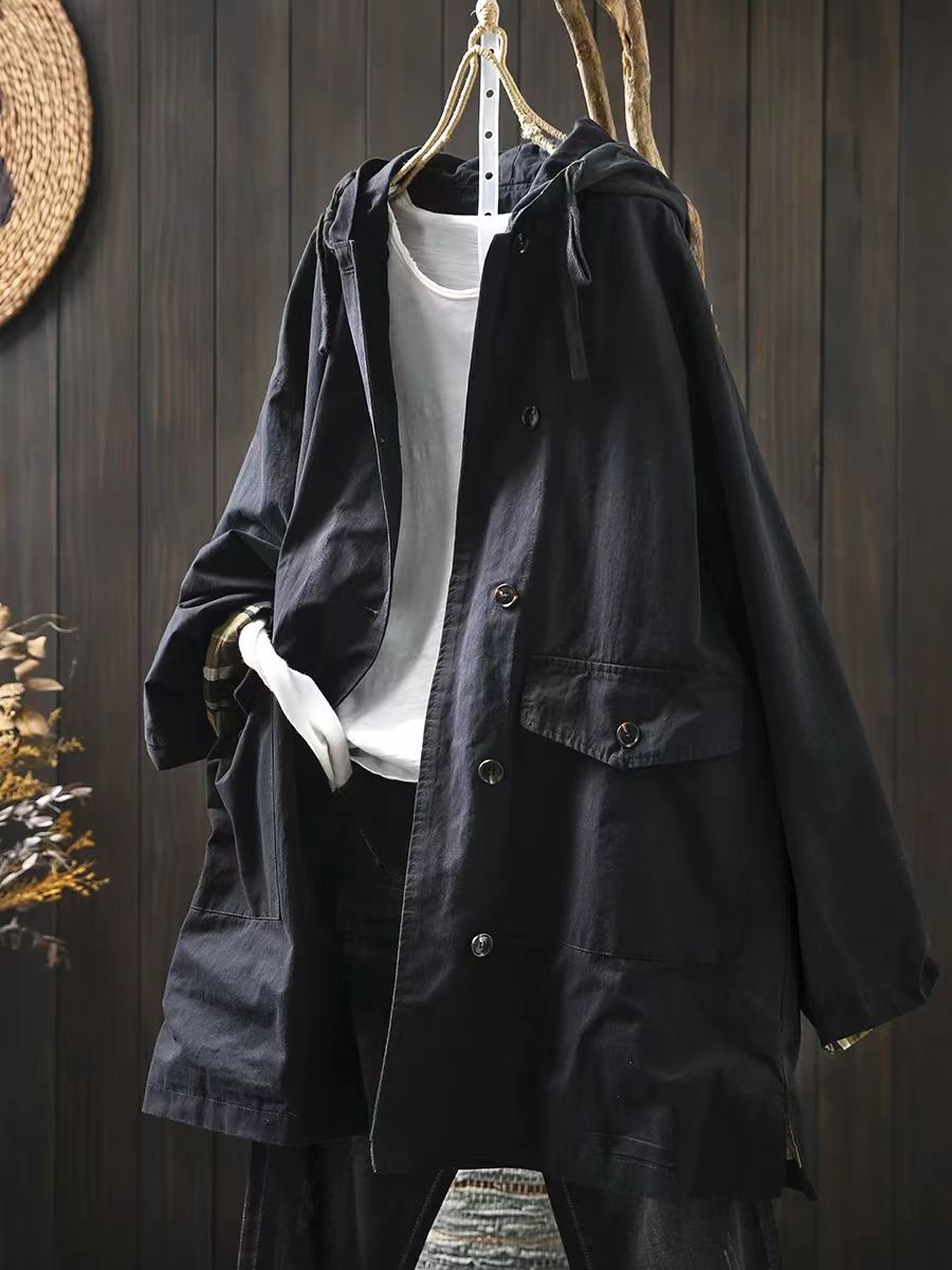 Unisex Parkas - Oversized Passform - Hette med Snøring - Store Lommer - Vindavvisende