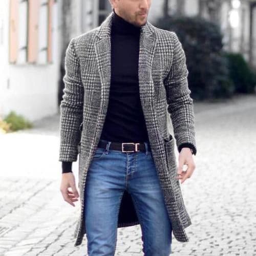 Erich - Elegant long coat with side pocket