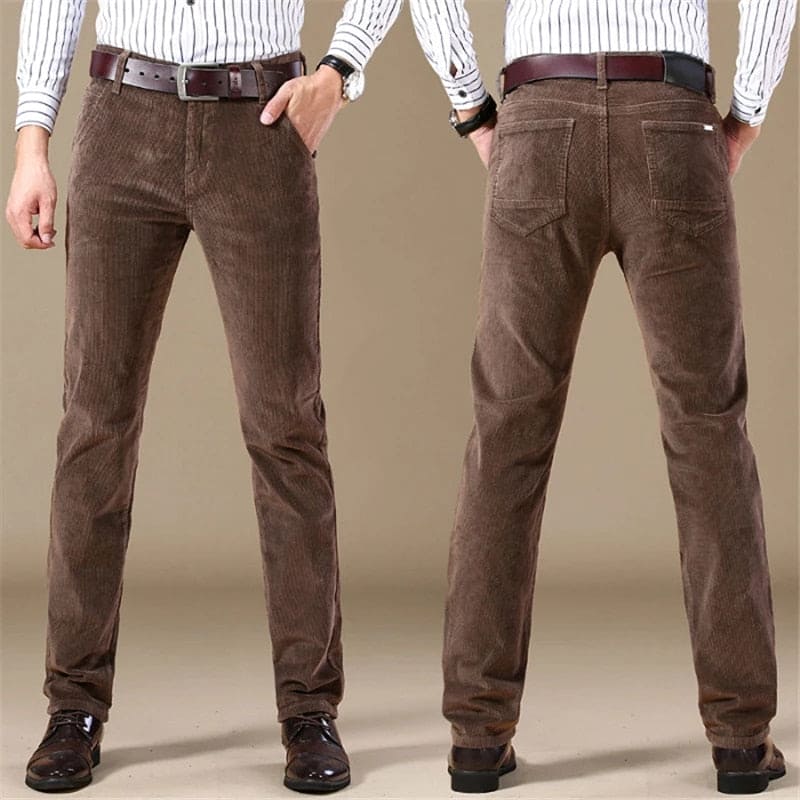 Men's Trousers – Corduroy – Straight Fit – Tailored Cut – Full Length – Belt Loops