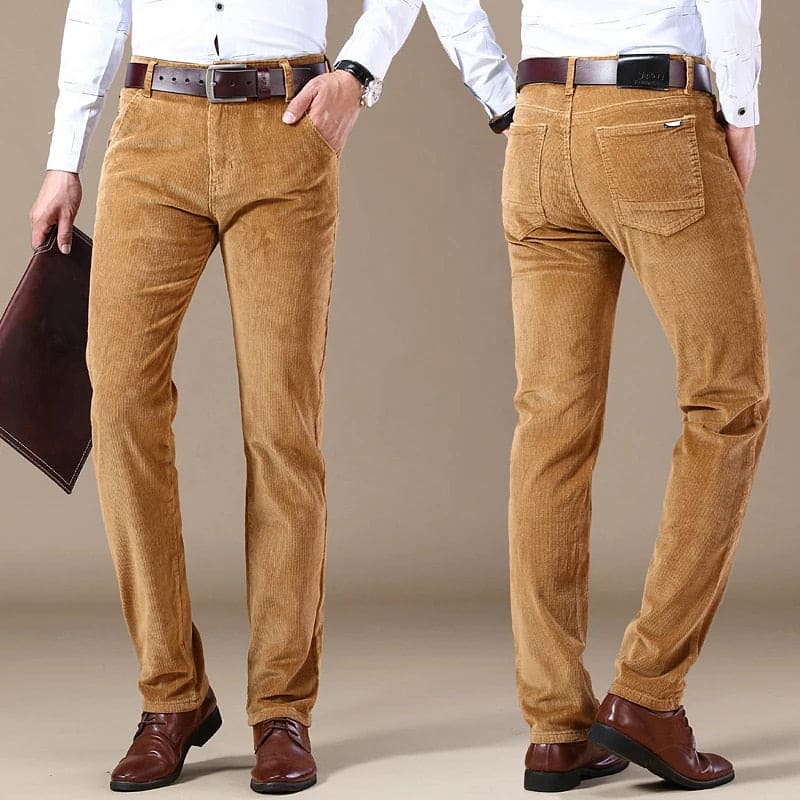 Men's Trousers – Corduroy – Straight Fit – Tailored Cut – Full Length – Belt Loops