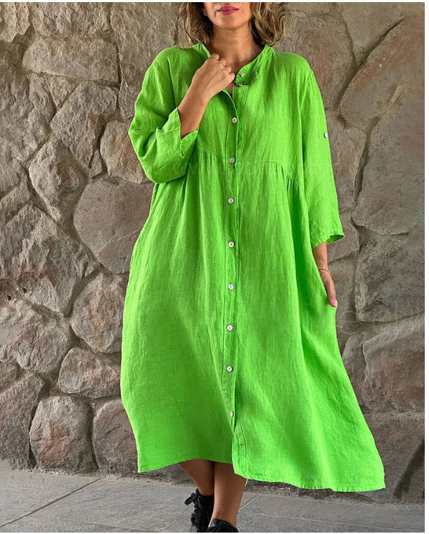 Maxi Dress for Women - Loose Fit - V-Neck - Light and Airy