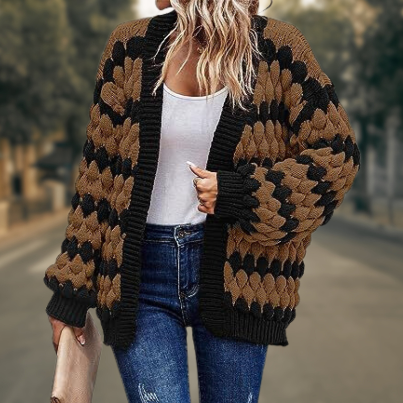 Women's Chunky Knitted Cardigan – Oversized Fit – Open Front – Soft and Comfortable
