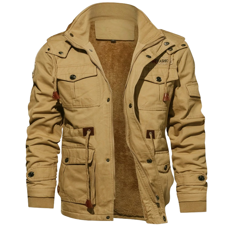 Men's Jacket – Structured Fit – Breathable Blend – Hip Length – Utility Pockets