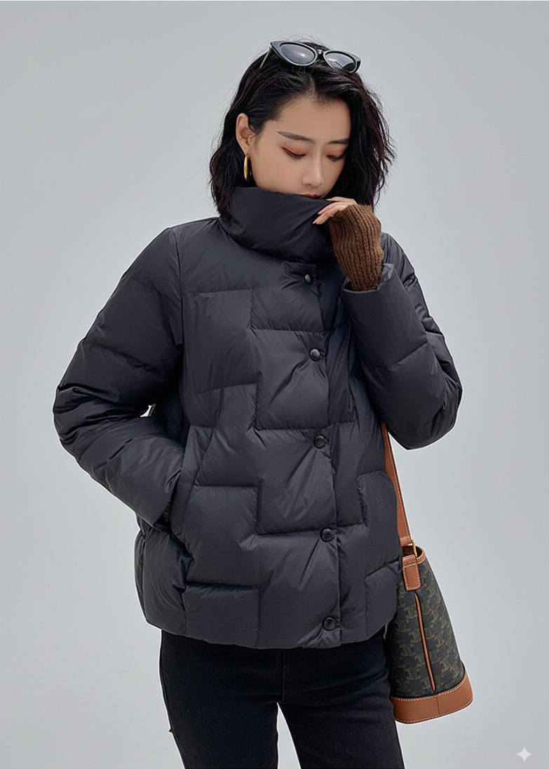 Women's Jacket – Padded Quilted Design – Regular Fit – High Collar – Zipper