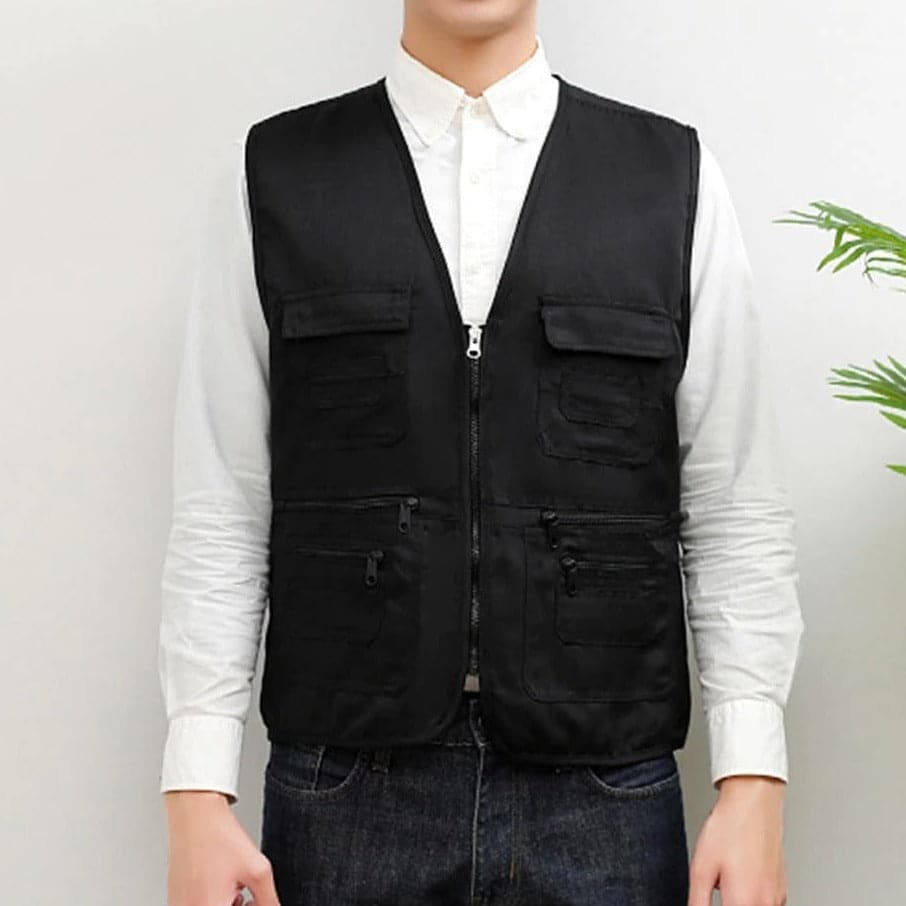 Herre Utility Vest - Lettvektsdesign - Multi-lomme - Glidelåslukking