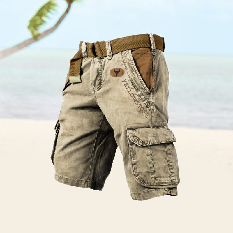 Men's Shorts – Cargo – Relaxed Fit – Soft Cotton Blend – With Belt and Pockets