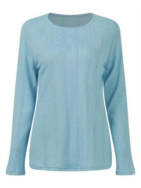 Women's Blouse – Regular Fit – Breathable Fabric – Long Sleeves – Round Neck – Textured