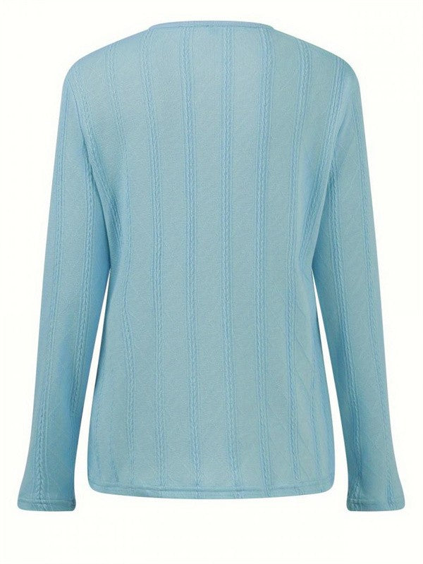 Women's Blouse – Regular Fit – Breathable Fabric – Long Sleeves – Round Neck – Textured