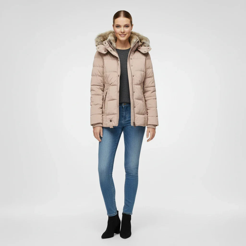 Stella Hooded Puffer Jacket | Quilted, Fur Trim Puffer Jacket