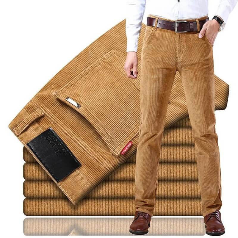 Men's Trousers – Corduroy – Straight Fit – Tailored Cut – Full Length – Belt Loops