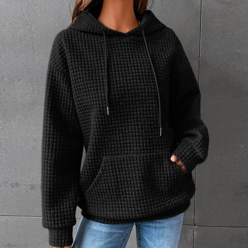 Women's Hoodie – Quilted Fabric – Relaxed Fit – Drawstring Hood – Kangaroo Pocket
