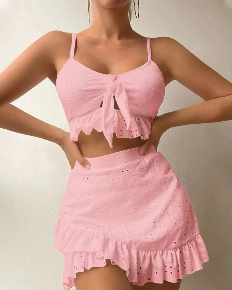 Women's Bikini Top and Skirt – Slim Fit – Lace – Ruffles – Breathable Fabric