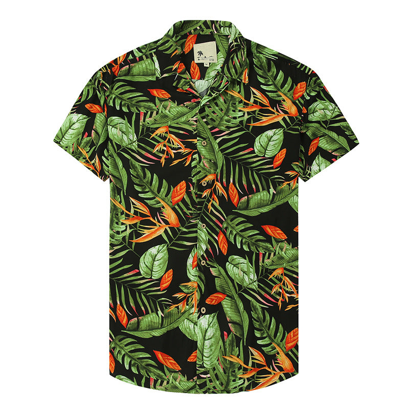 Men's Shirt – Hawaiian Shirt – Short Sleeve – Breathable Cotton – Casual Button Closure