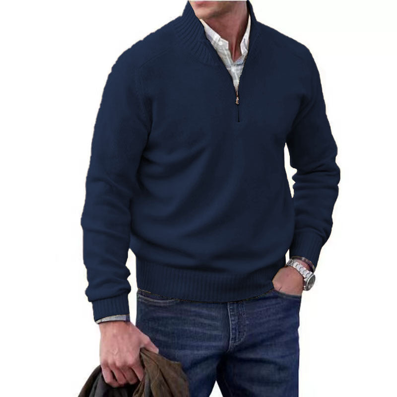 Men's Sweater – Sweater with Quarter Zipper – Ribbed Collar