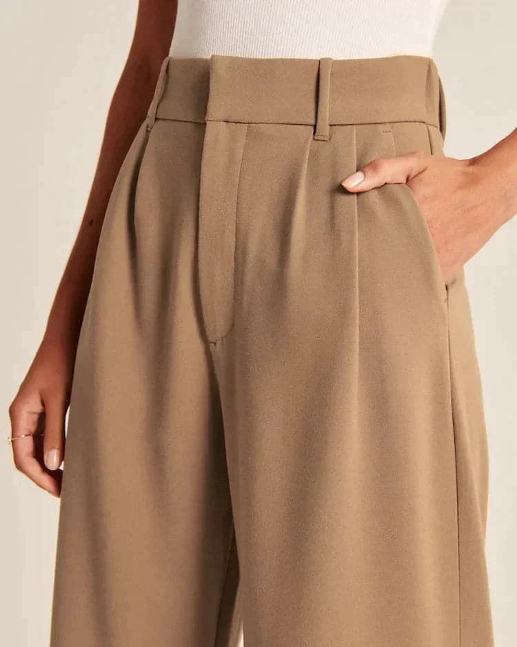 Pants for Women – High Waist – Wide Fit – Full Length – With Belt Loops