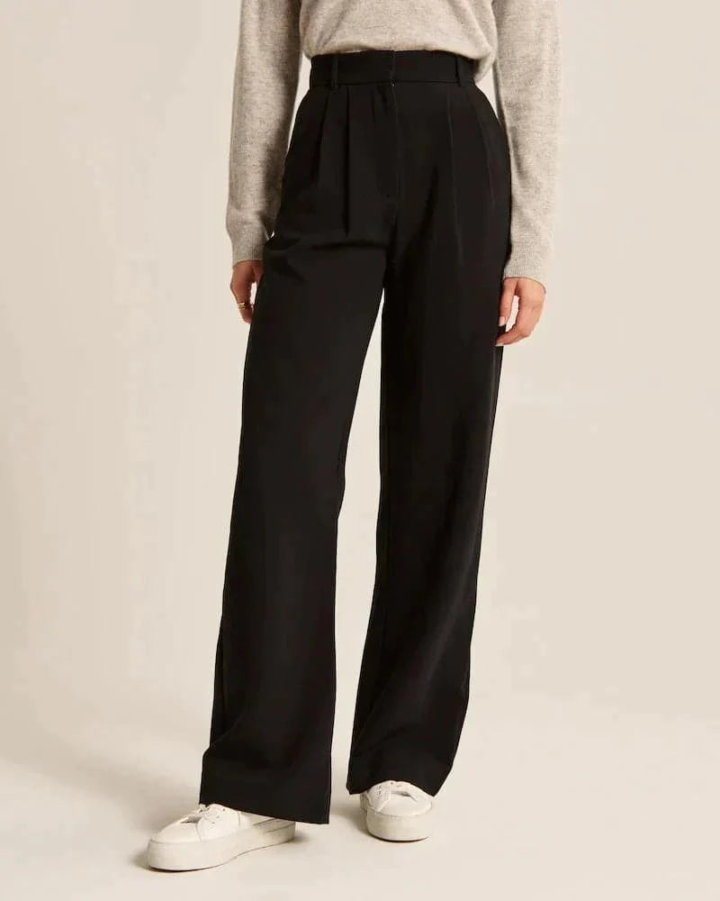 Pants for Women – High Waist – Wide Fit – Full Length – With Belt Loops