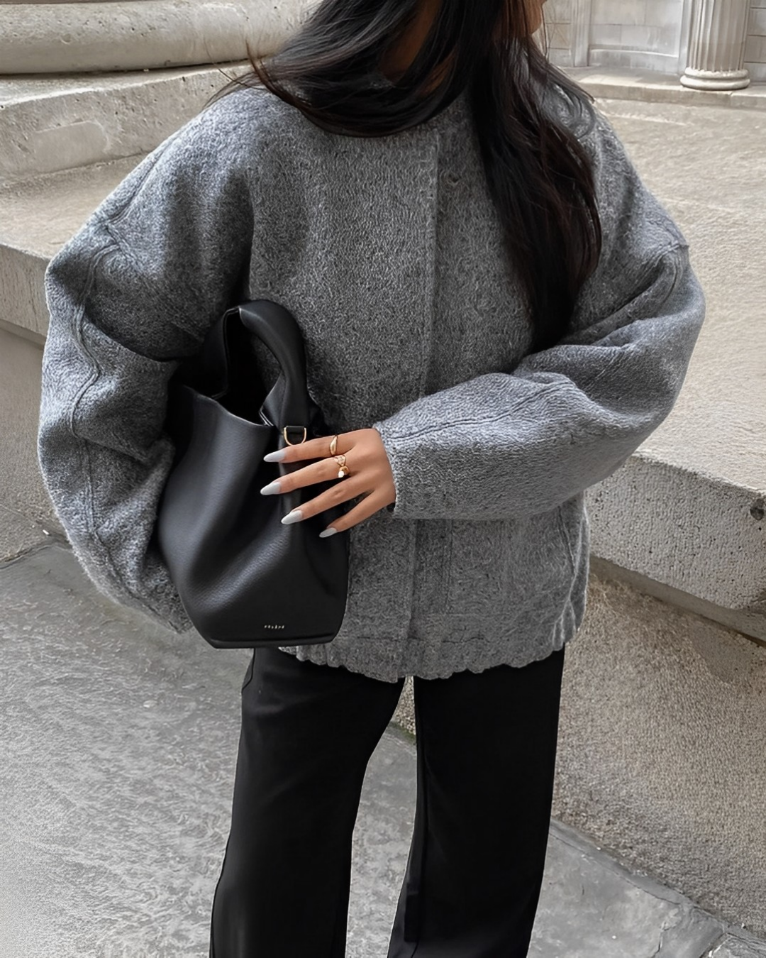 Women's Bomber Jacket – Oversized Fit – Soft Fleece – Snap Button Closure – Pockets