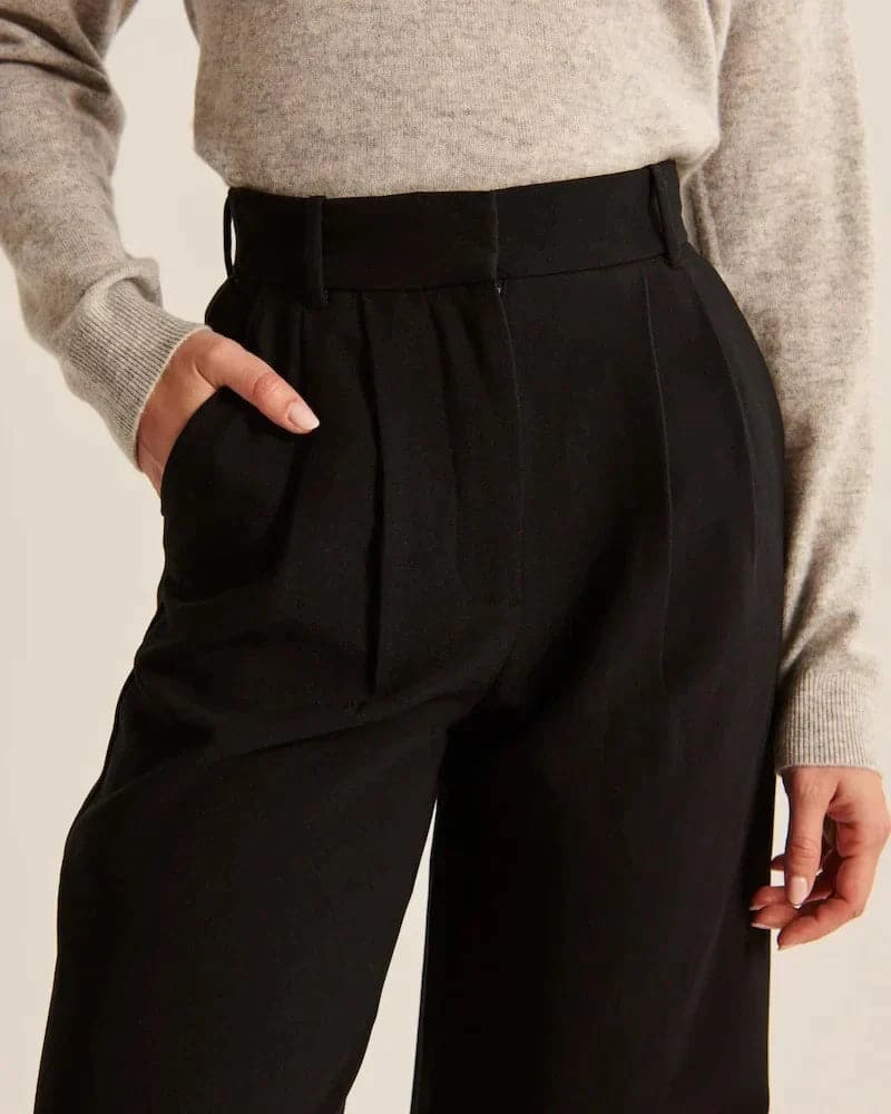 Pants for Women – High Waist – Wide Fit – Full Length – With Belt Loops