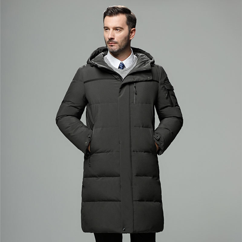 Men’s Puffer Coat - Woven Blend - Long Length - Adjustable Hood & Cuffs