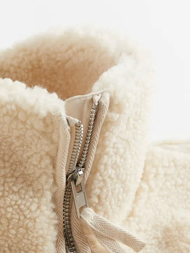 Women's Sherpa Jacket - Soft and Warm - Oversized Fit - High Collar - Everyday Style