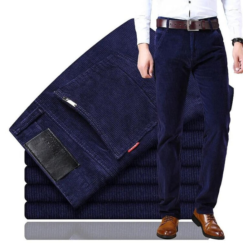 Men's Trousers – Corduroy – Straight Fit – Tailored Cut – Full Length – Belt Loops