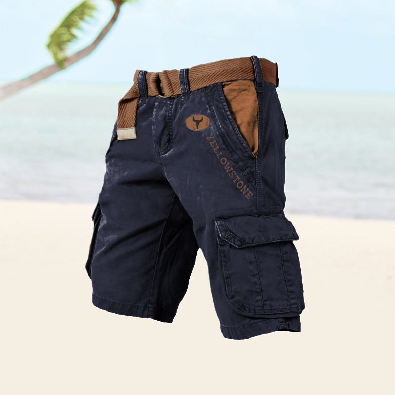 Men's Shorts – Cargo – Relaxed Fit – Soft Cotton Blend – With Belt and Pockets
