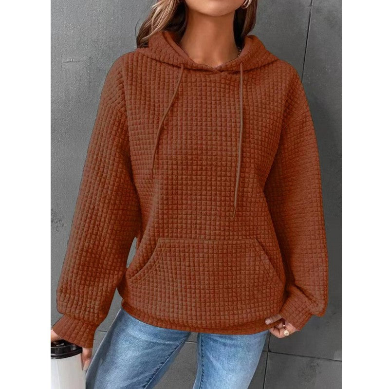 Women's Hoodie – Quilted Fabric – Relaxed Fit – Drawstring Hood – Kangaroo Pocket