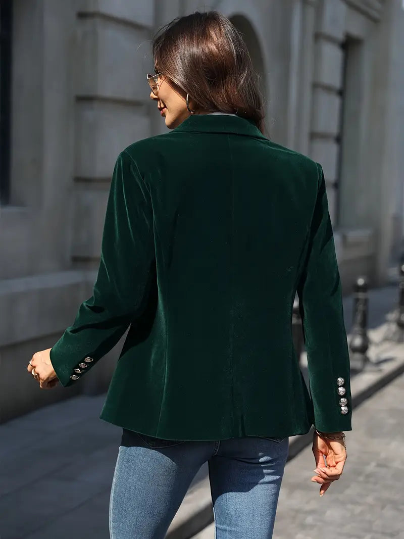 Women's Blazer – Tailored Fit – Velvet Texture – Single-Breasted with Lapels
