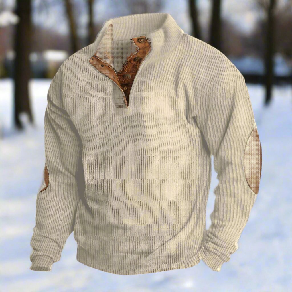 Niccolò Ribbed Mock Neck Sweater | Suede Elbow Patches Sweater