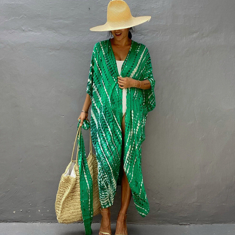 Women's Beach Kimono – Relaxed Fit – Breathable Fabric – Waist Tie