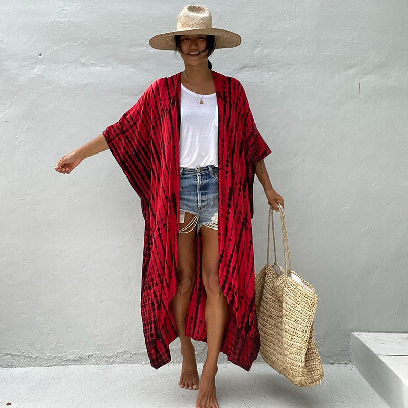 Women's Beach Kimono – Relaxed Fit – Breathable Fabric – Waist Tie
