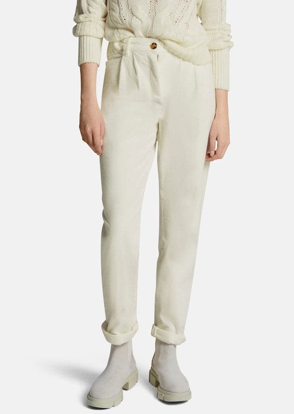 Women's Corduroy Pants - High Waist - Relaxed Fit - Soft and Warm with Side Pockets