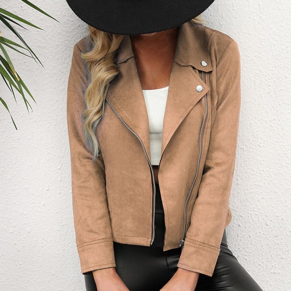 Emmy - High-quality leather jacket with side zipper