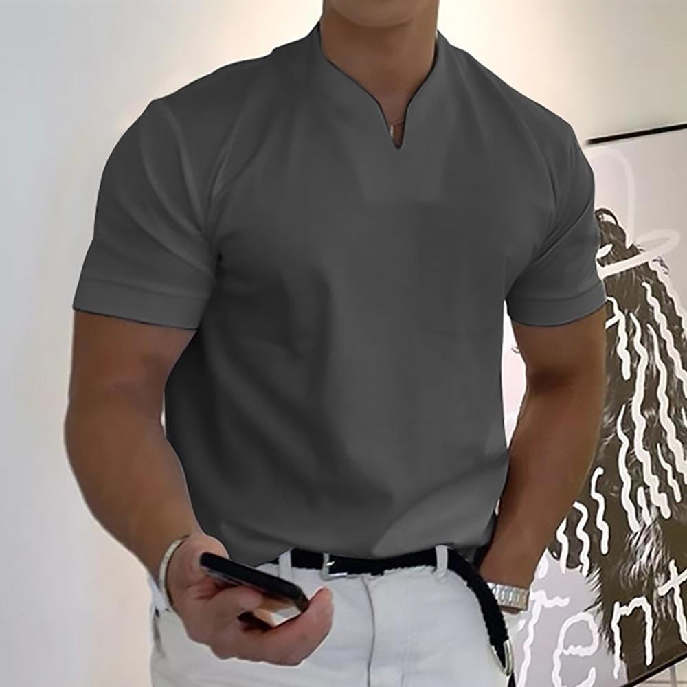 Men's Shirt – Slim Fit – Short Sleeve – Breathable Fabric – Mandarin Collar