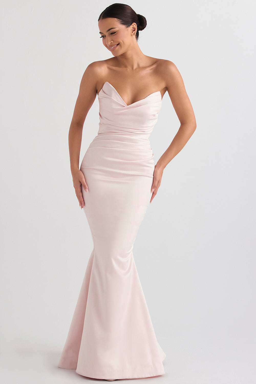 Dress for Women – Strapless Evening Dress – Satin Fabric – Mermaid Shape – Formal Party Dress