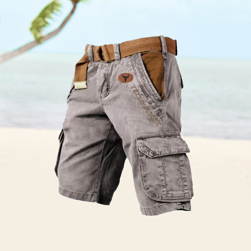 Men's Shorts – Cargo – Relaxed Fit – Soft Cotton Blend – With Belt and Pockets