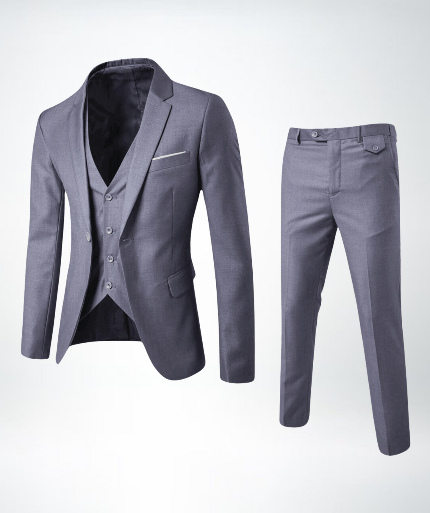 Men's Suit – Slim Fit – Wool Blend – Notch Lapel – Three-piece Formal Outfit
