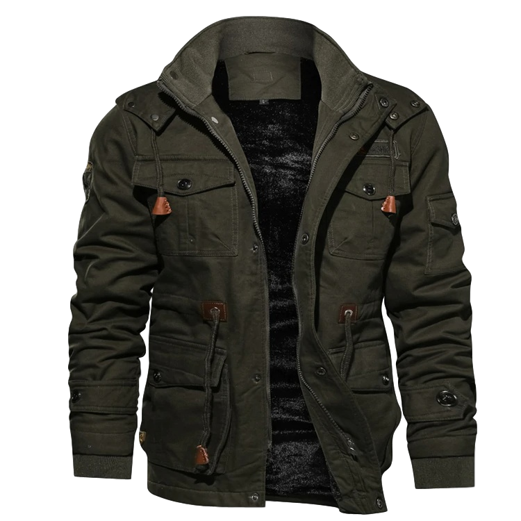 Men's Jacket – Structured Fit – Breathable Blend – Hip Length – Utility Pockets