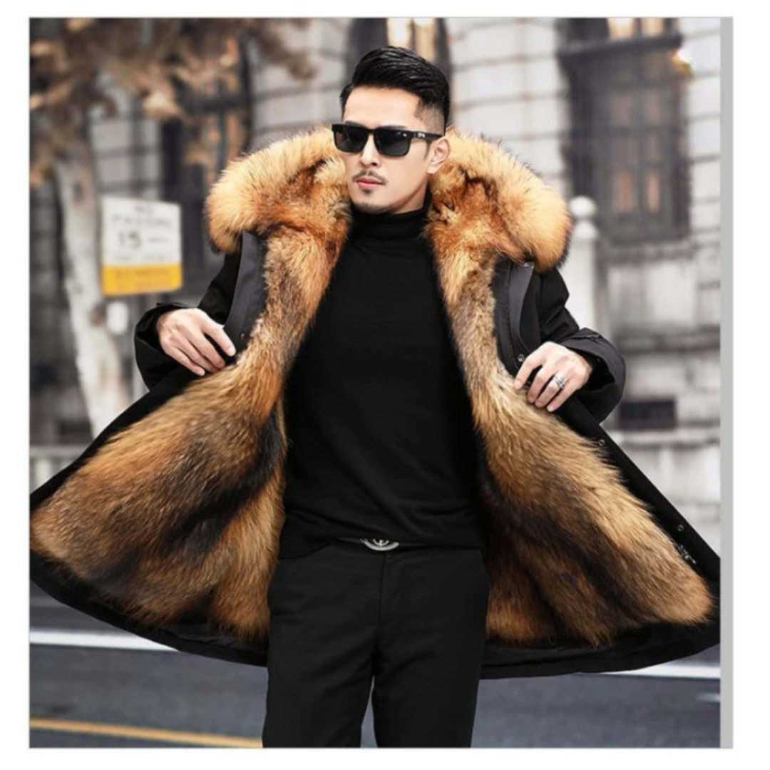 Men's Parka Jacket – Water-Repellent – Fur-Lined Hood – Spacious Fit – Long Model