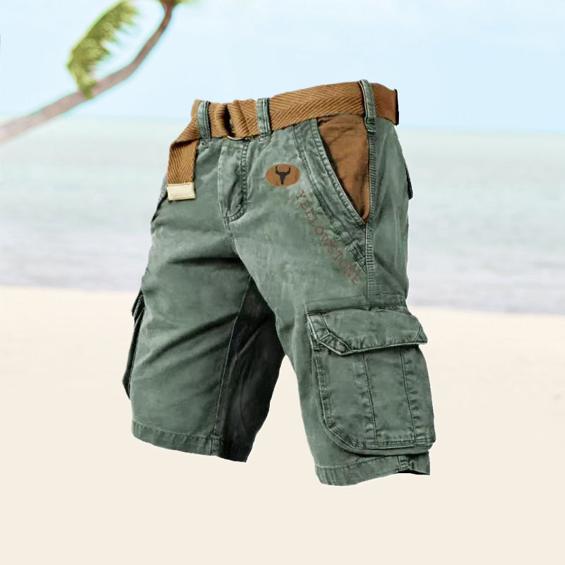 Men's Shorts – Cargo – Relaxed Fit – Soft Cotton Blend – With Belt and Pockets