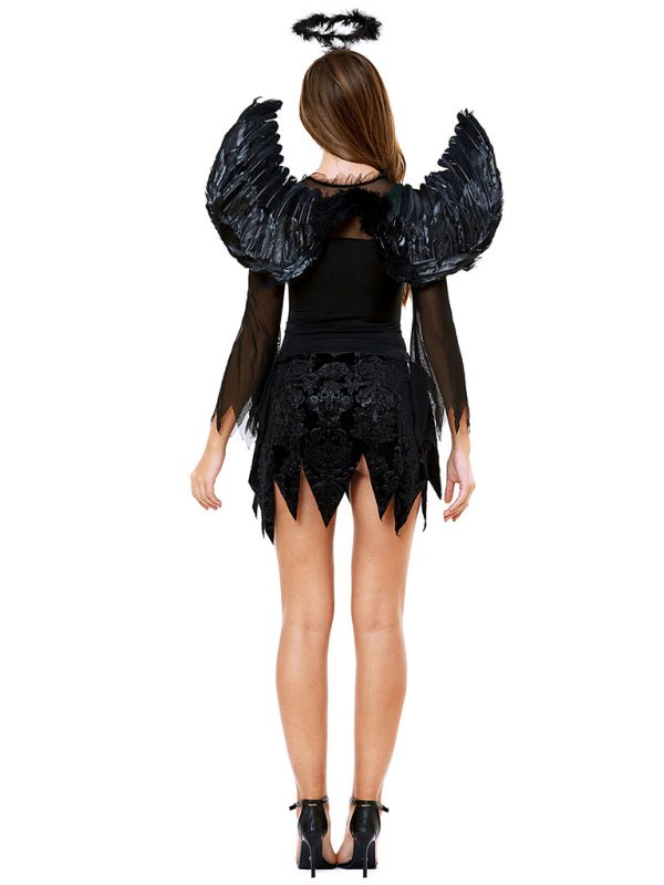 Dress for Women – Tight-fitting Mini Dress – Transparent Sleeves – Wing Design and Lacing