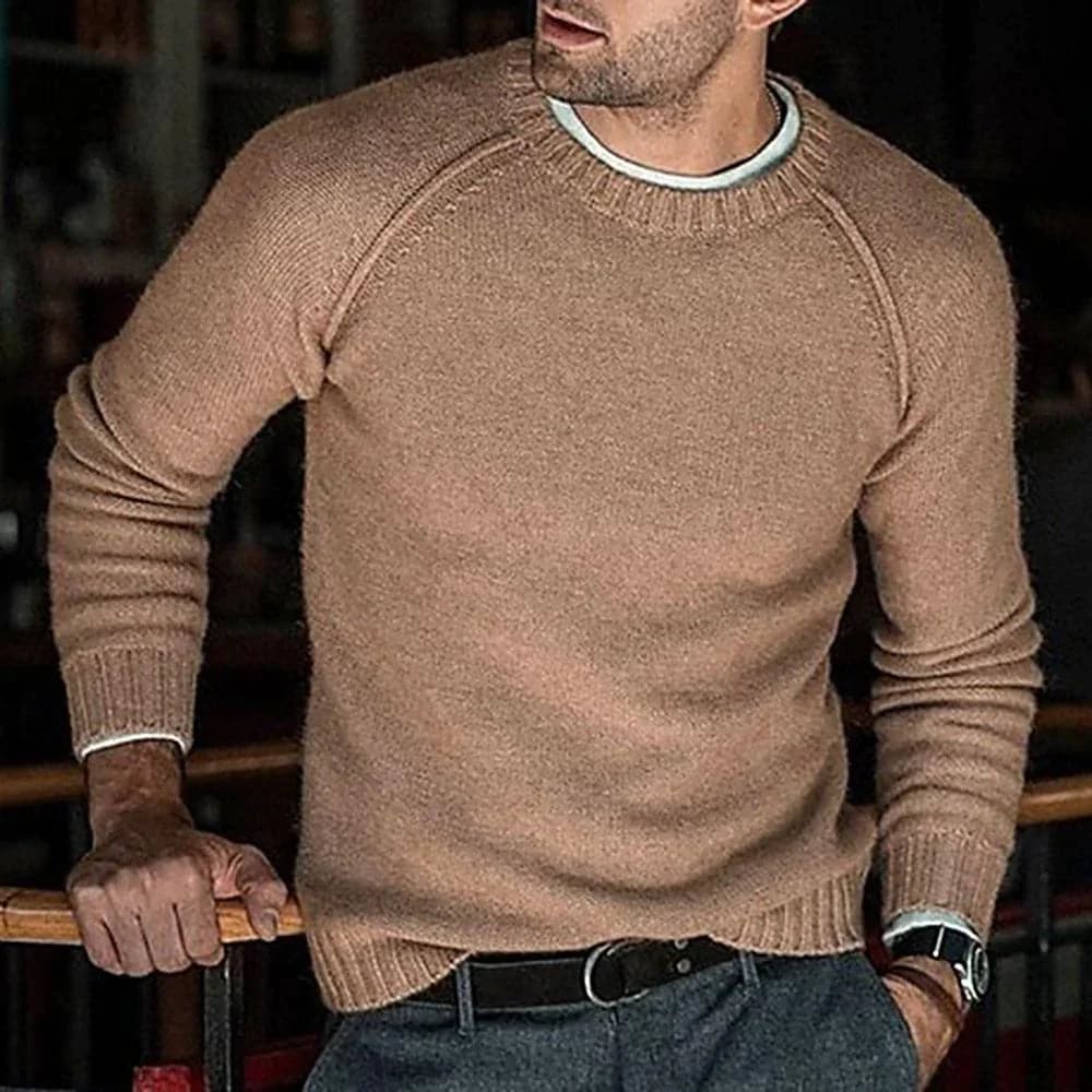 Men's Sweater – Wool Blend – Regular Fit – Round Neck – Soft and Warm