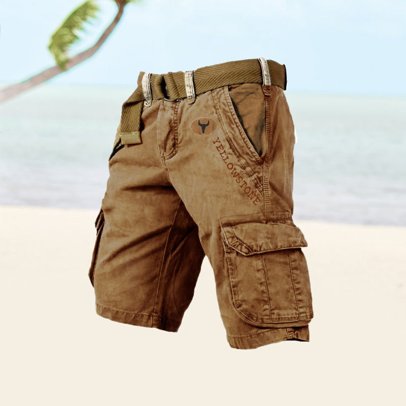 Men's Shorts – Cargo – Relaxed Fit – Soft Cotton Blend – With Belt and Pockets